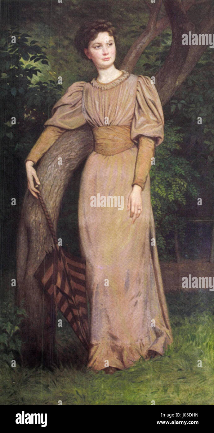 Questo ritratto del 1880 di Székely raffigura Zseni Székely, mostrando l'attenzione dell'artista per i dettagli e il realismo nel ritrarre l'espressione e l'abbigliamento del soggetto. Foto Stock