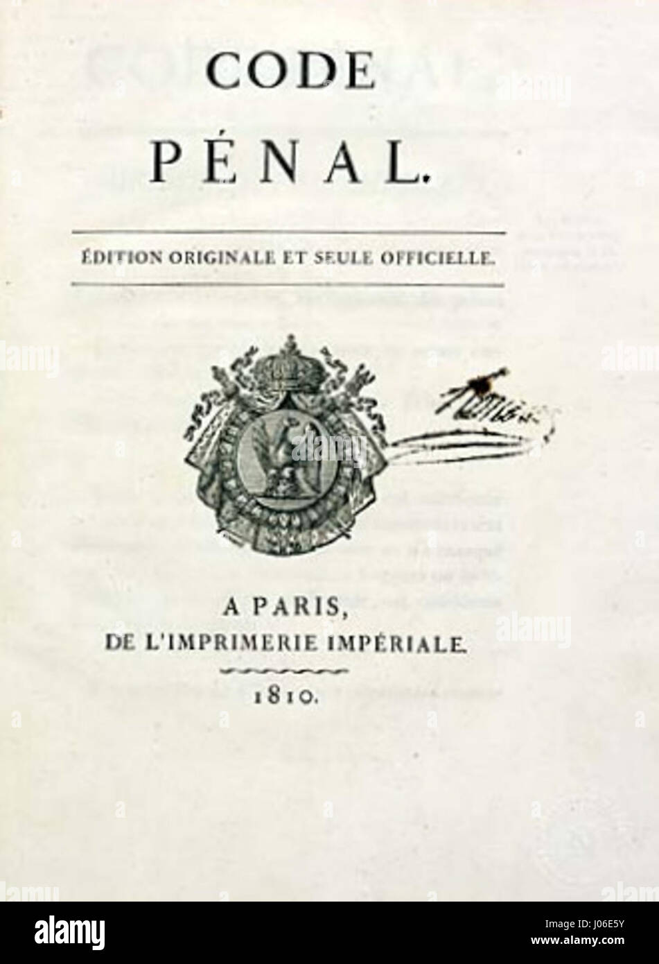 Il codice penale del 1810, istituito sotto Napoleone Bonaparte, modernizzò il sistema giudiziario penale francese e influenzò il diritto penale in tutto il mondo. Foto Stock