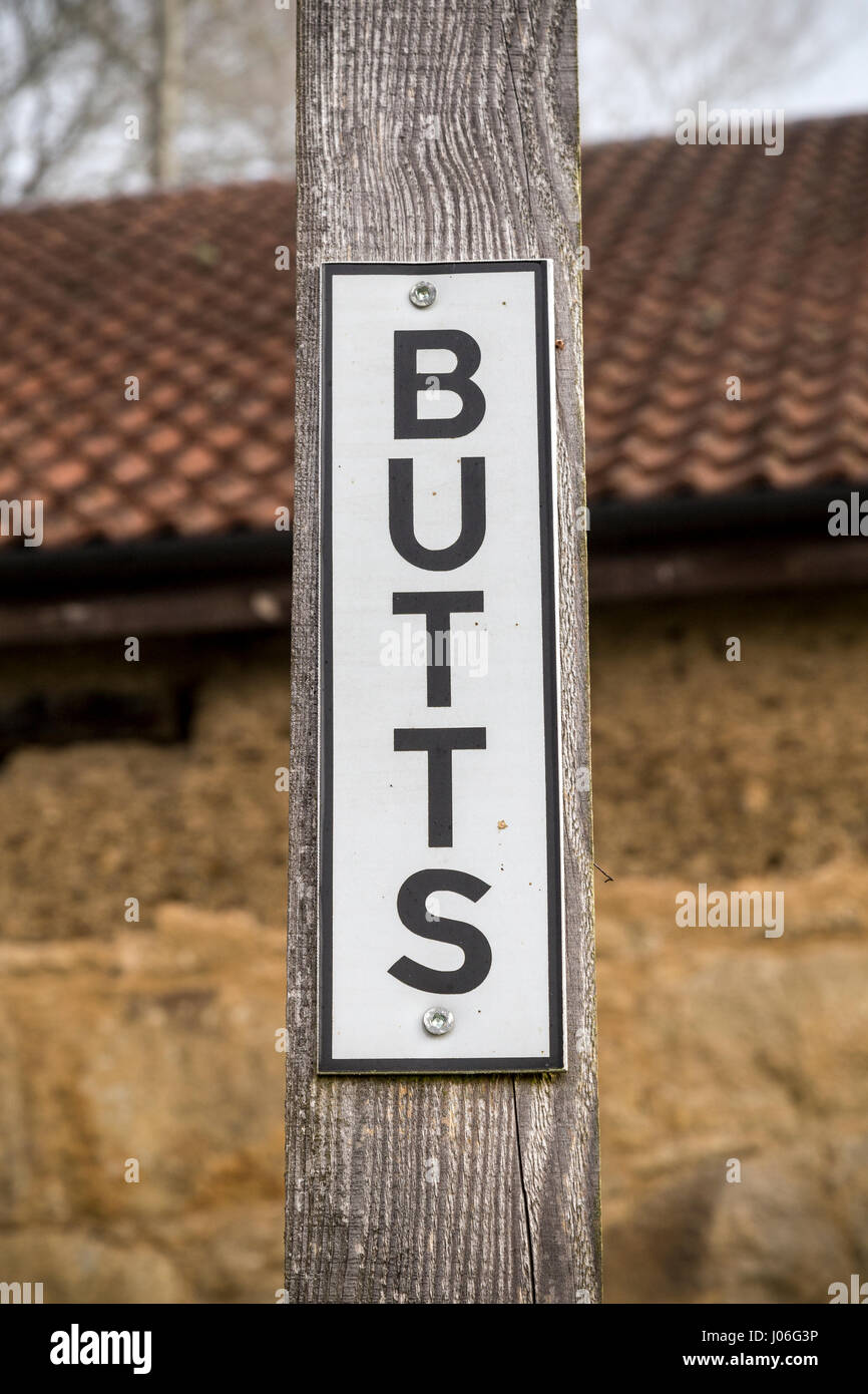 Butts,un segno per cicche un borgo Dunsford,Teign Valley,Devon,Parco Nazionale di Dartmoor Foto Stock