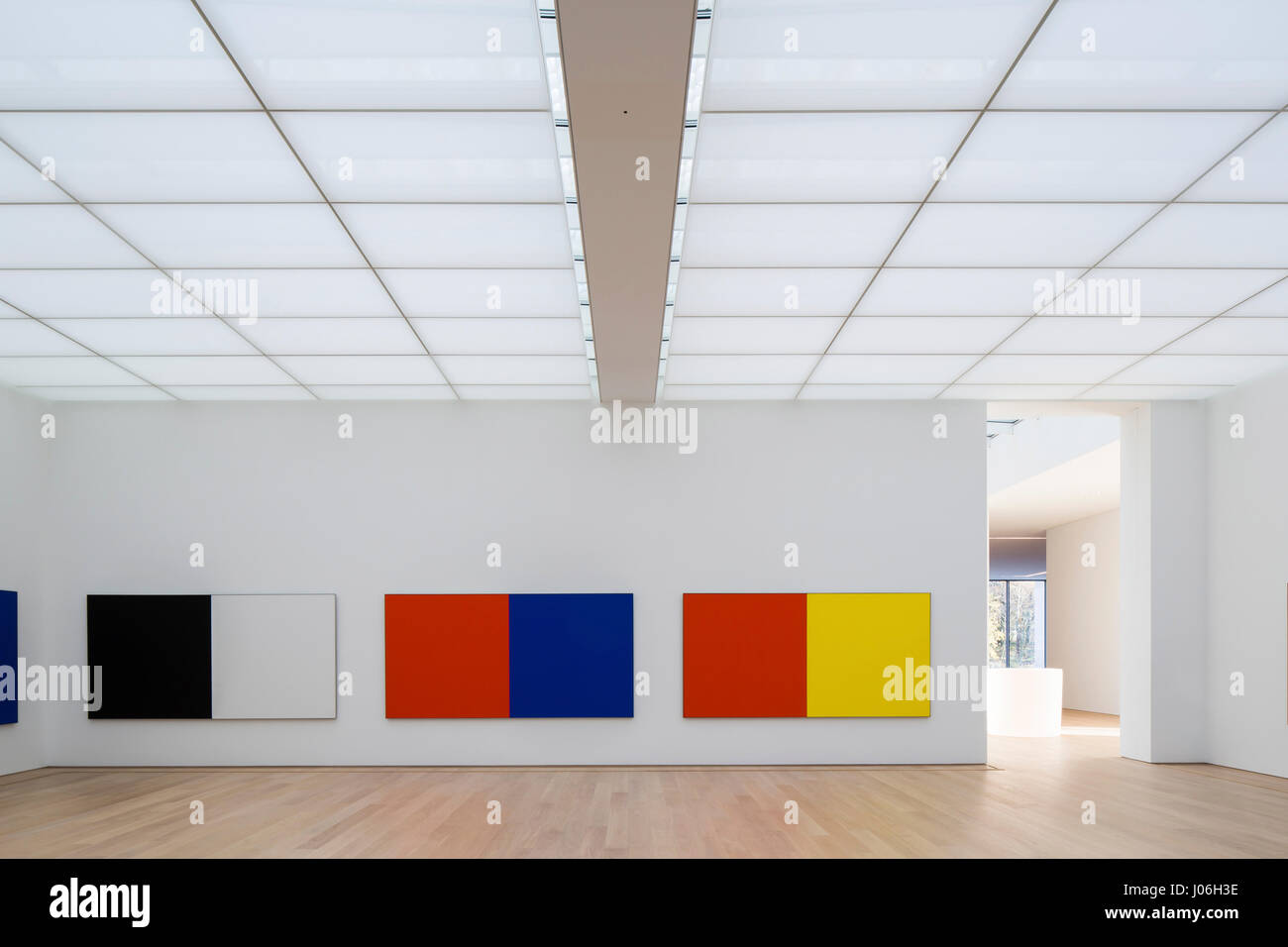 Spazi fieristico con Ellsworth Kelly opere d'arte. Museo Voorlinden, Wassenaar, Paesi Bassi. Architetto: kraaijvanger architetti, 2016. Foto Stock