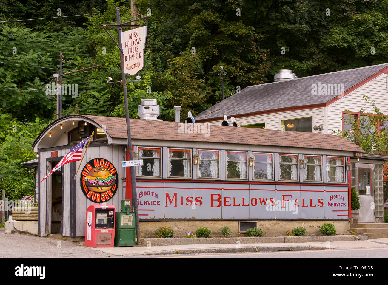 Cade a soffietto, Vermont, USA - Miss cade a soffietto Diner, la storica cittadina ristorante. Foto Stock