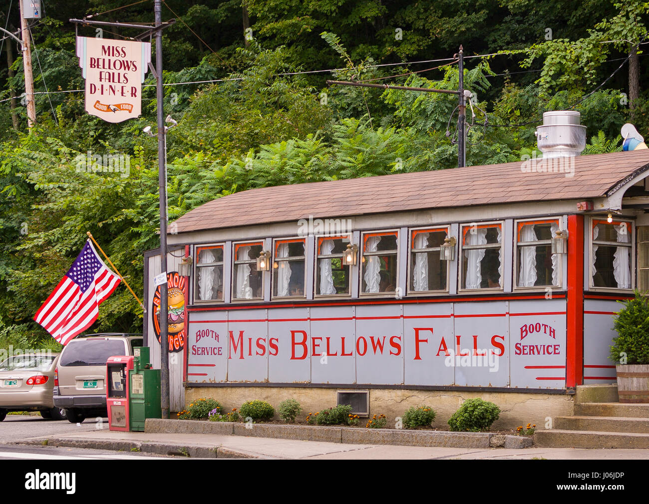 Cade a soffietto, Vermont, USA - Miss cade a soffietto Diner, la storica cittadina ristorante. Foto Stock