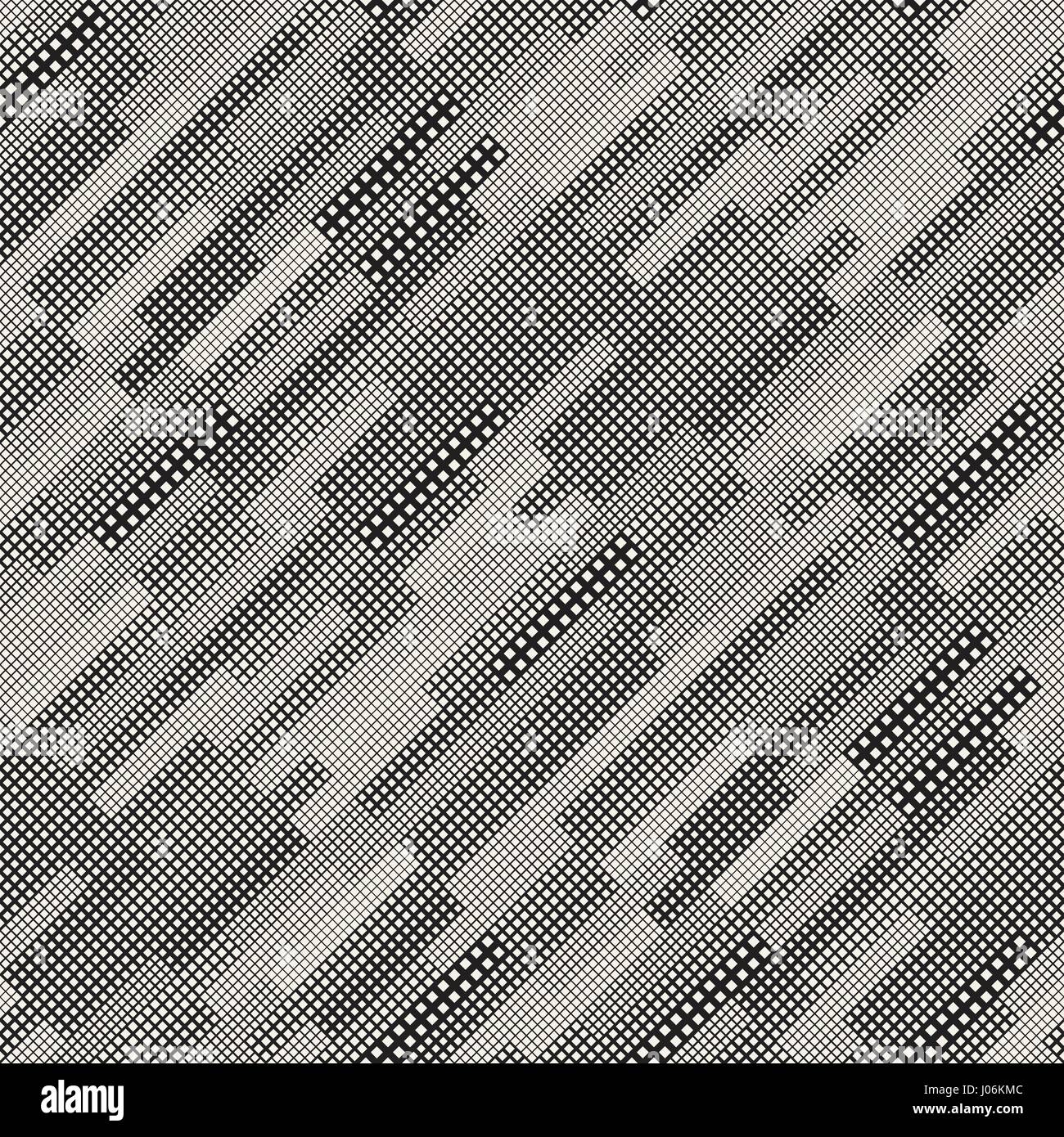 Moderno ed elegante texture Halftone con dimensione casuale piazze. Vector Seamless Pattern. Illustrazione Vettoriale