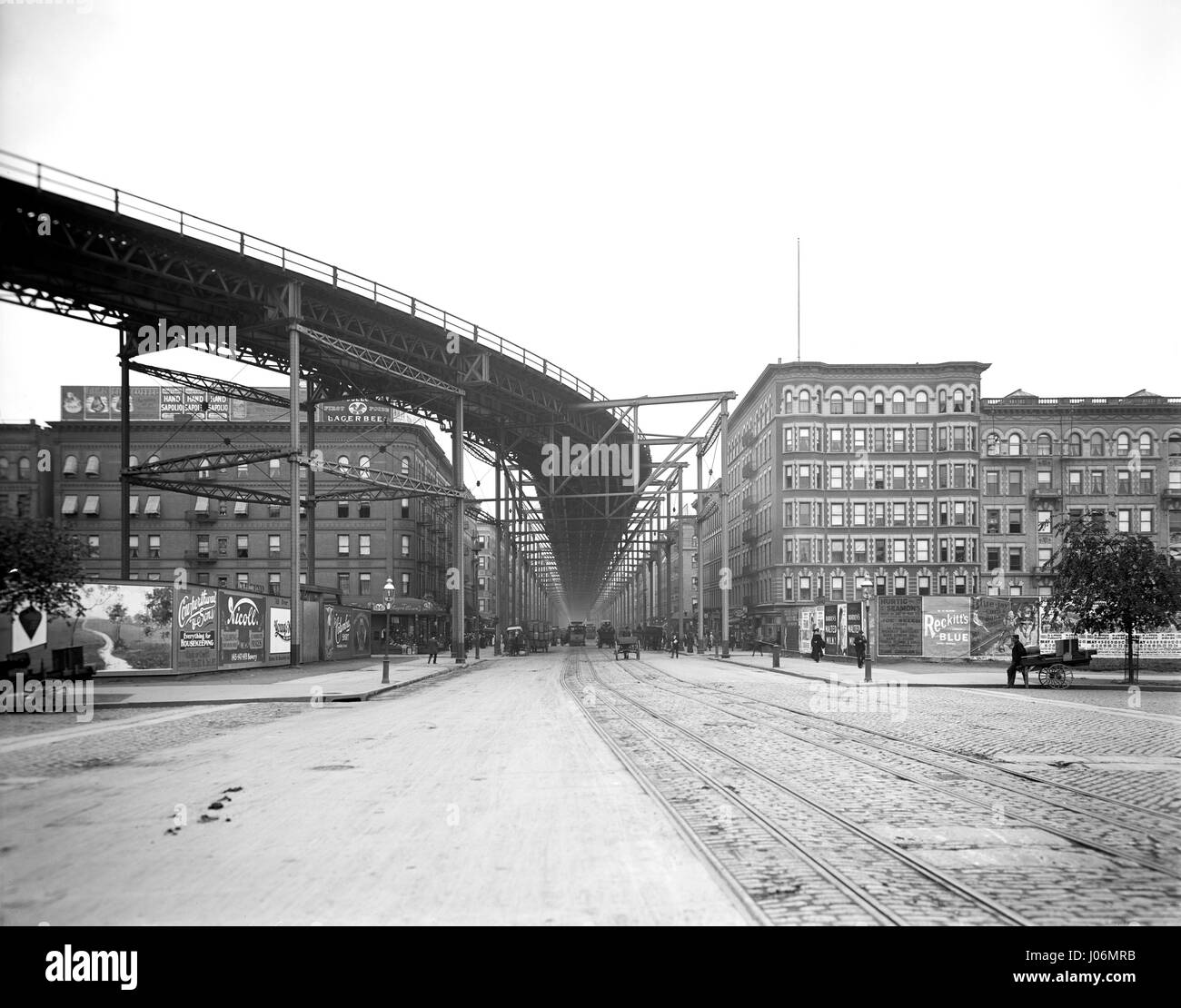 L'elevata, Ottava Avenue e 110th Street, New York New York, Stati Uniti d'America, Detroit Publishing Company, 1900 Foto Stock