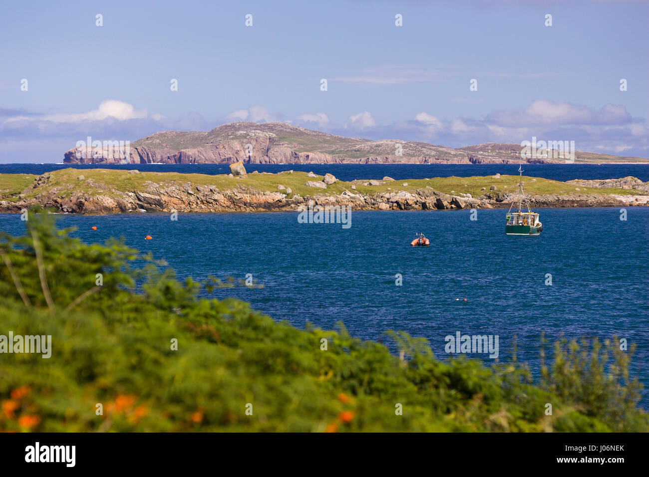 Isola di Aran, Donegal, Irlanda - costa atlantica, sull isola di Arranmore, noto anche come Isola di Aran. Foto Stock