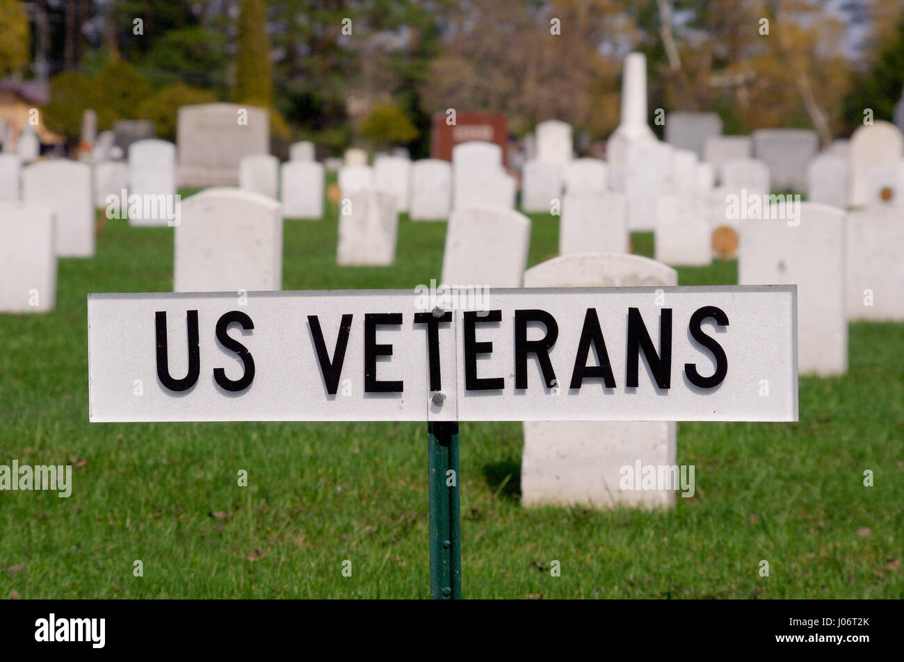 Segno di marcatura sezione veterani di un cimitero. Foto Stock