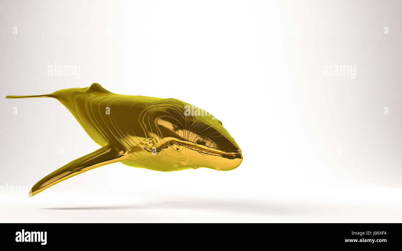 Golden 3d rendering di una balena killer isolato su bianco Foto Stock