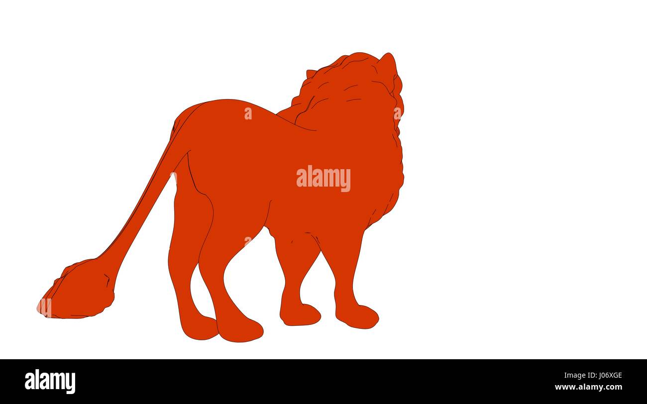 Delineate lion isolato su bianco il rendering 3D Foto Stock