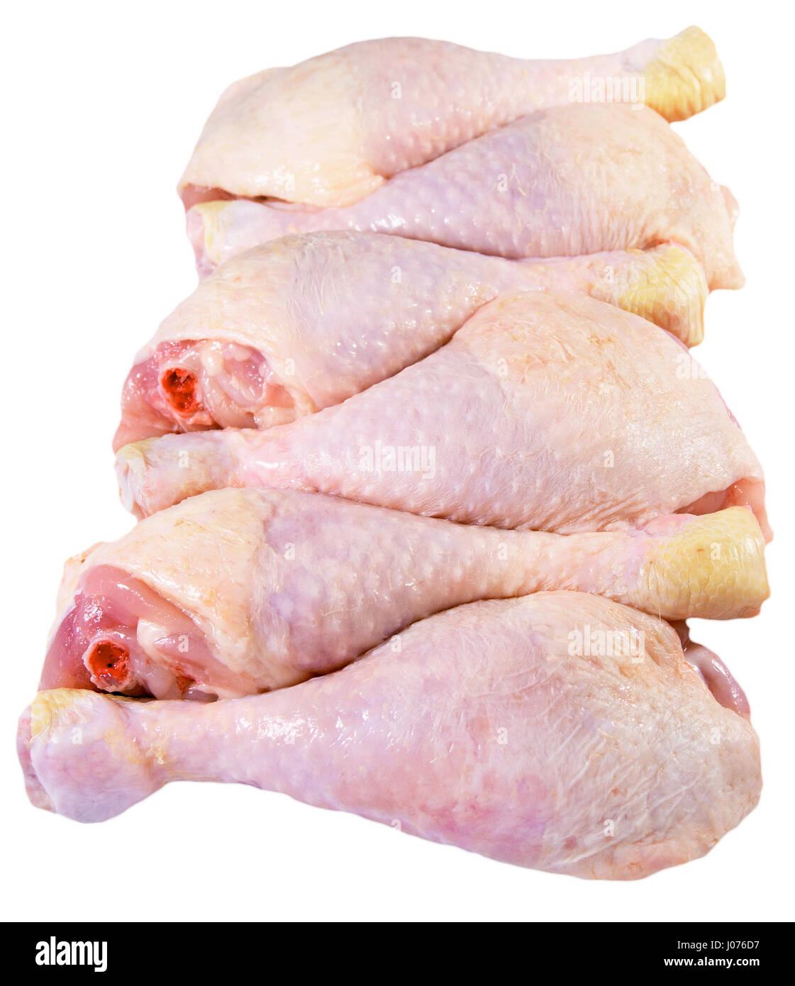 Sei materie le cosce di pollo isolati su sfondo bianco Foto Stock
