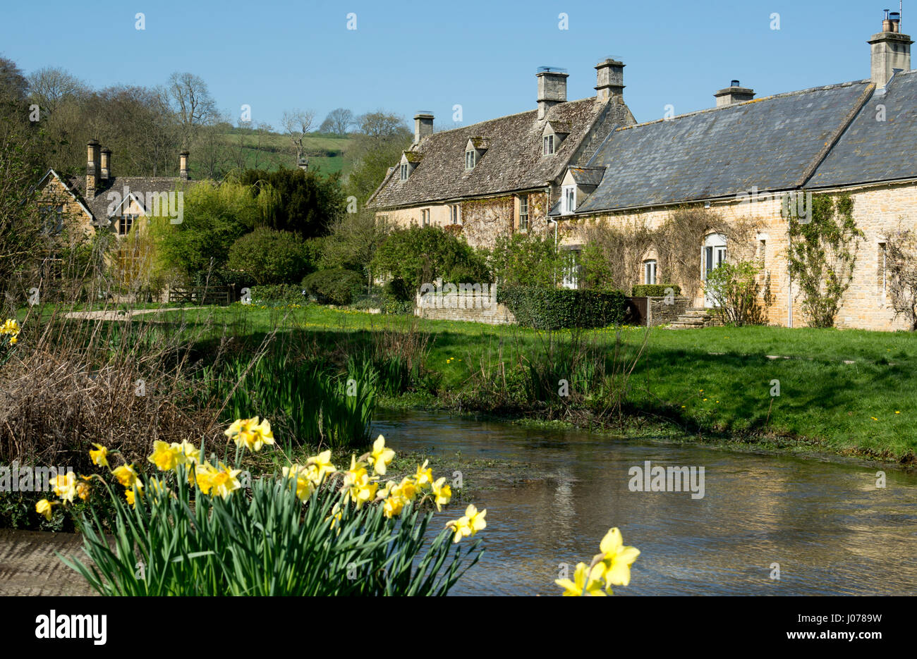 Macellazione superiore villaggio in primavera, Gloucestershire, England, Regno Unito Foto Stock