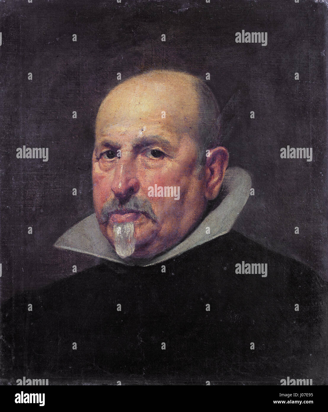 "Retrato de hombre", attribuito a Diego Velázquez, mostra la sua maestria nella ritrattistica e cattura l'espressione dignitosa e i dettagli realistici tipici del suo lavoro. Foto Stock