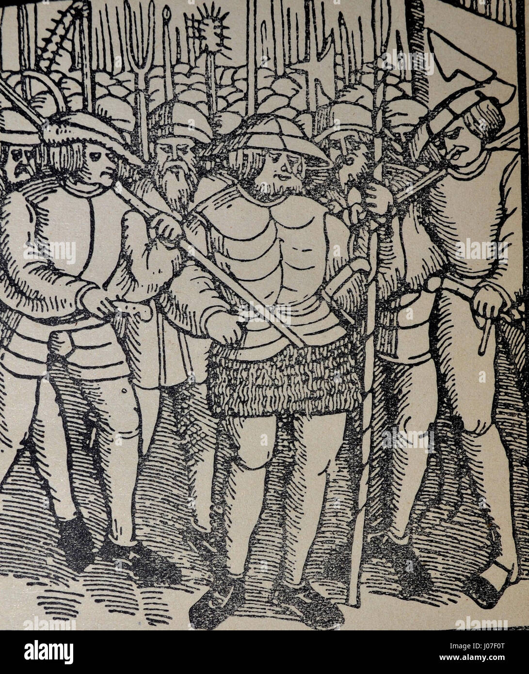 Questa immagine di 'Kulturbilder aus den Religionskämpfen des 16. und 17. Jahrhunderts" illustra "Oborozeni kmetje", una lotta contadina durante i conflitti religiosi del XVI e XVII secolo in Europa. Foto Stock