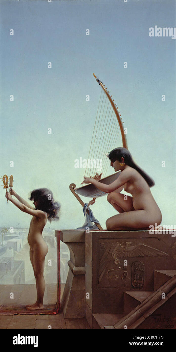 "Preghiera a Iside" di Luis Ricardo Falero ritrae l'antica dea egiziana Iside, raffigurandola in un momento sacro e meditativo. L'opera riflette l'interesse di Falero per i soggetti mitologici e la sua abilità nel creare ricchi e dettagliati rendering di figure divine. Foto Stock