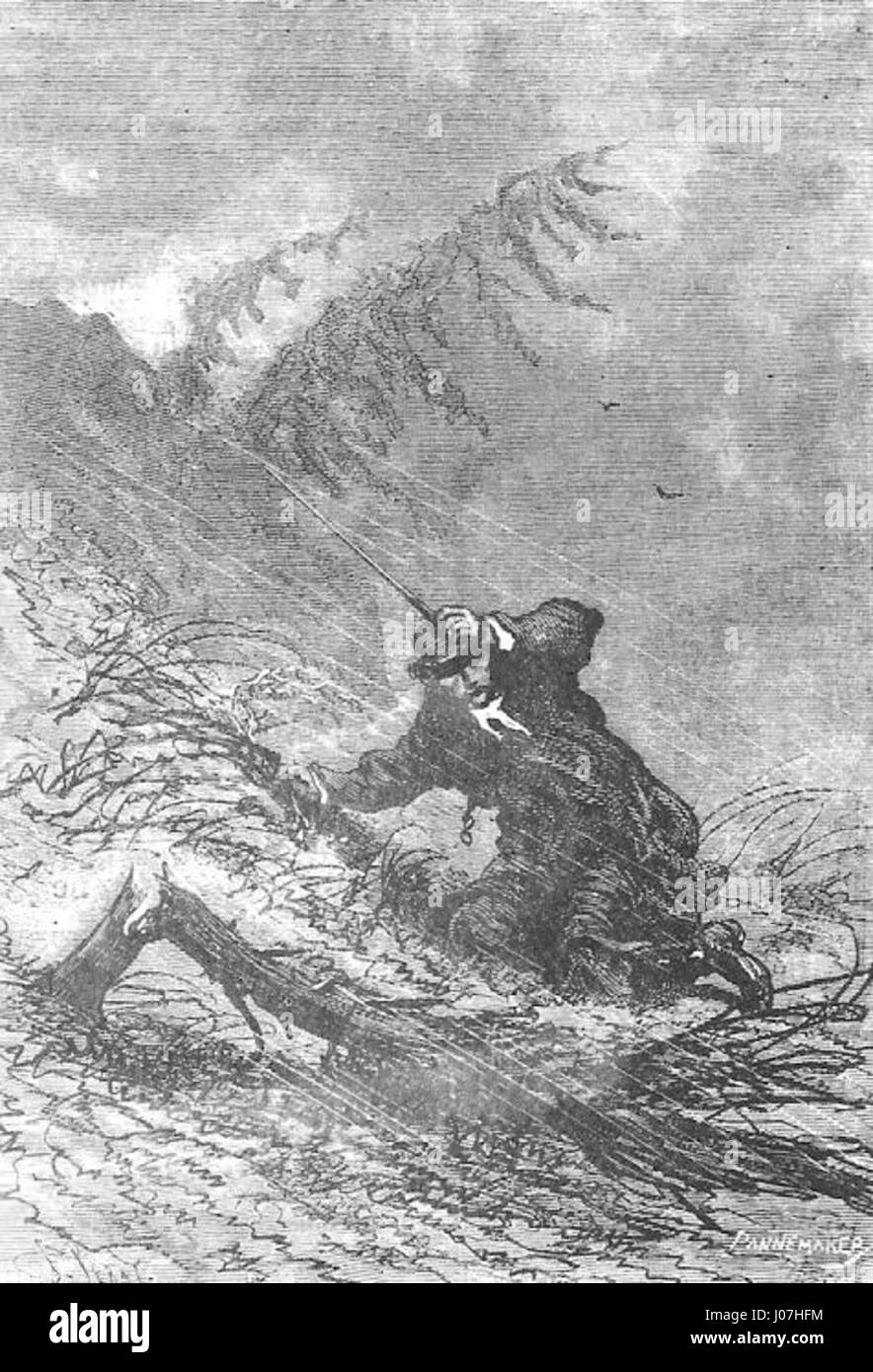 "The Fur Country", illustrato da Férat e Beaurepaire, è un'esplorazione visiva del commercio di pellicce in Nord America, catturando i paesaggi aspri e vasti, nonché la vita quotidiana dei commercianti di pellicce. L'opera d'arte riflette il significato storico dell'industria della pelliccia. Foto Stock