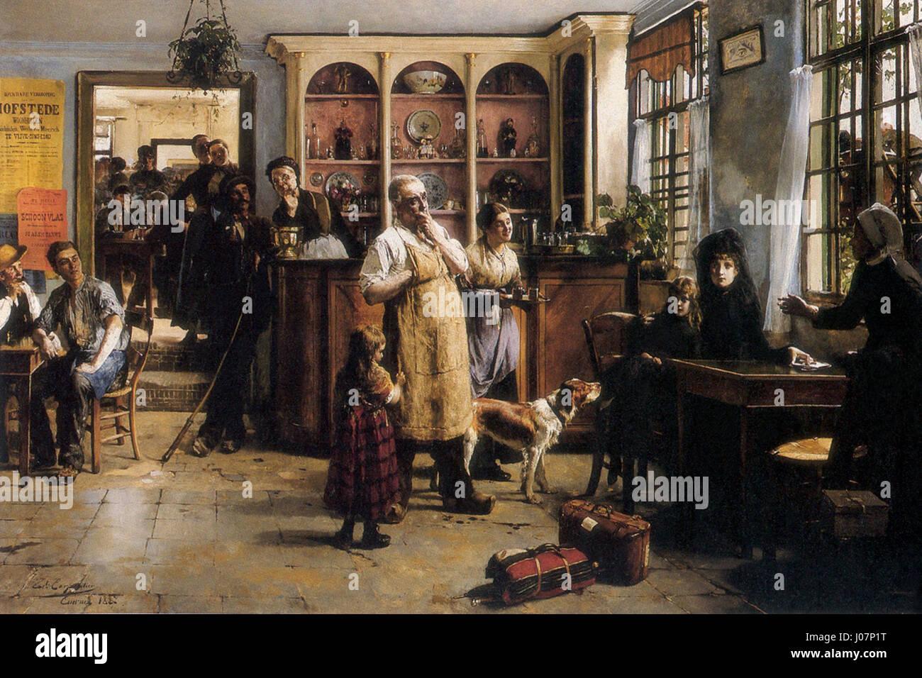 "Les Étrangers" di Évariste Carpentier è un'opera che esplora il tema della stranieri e dell'identità. L'artista belga utilizza tecniche espressive per evocare i contrasti emotivi tra la gente del posto e gli estranei, catturando un momento di interazione sociale. Foto Stock