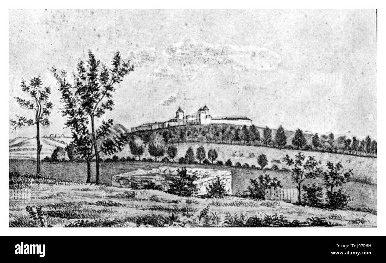 "Manastirea Cotroceni, 1860" si riferisce a una rappresentazione del monastero di Cotroceni in Romania, che mostra la sua architettura e il suo significato culturale durante il XIX secolo. Foto Stock