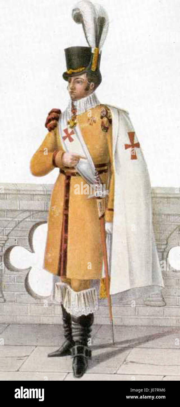 L'Orden di Carl XIII è l'abito cerimoniale indossato per l'ordine svedese con lo stesso nome. Questa opera d'arte altamente dettagliata mette in risalto le insegne reali e le insegne della monarchia svedese all'inizio del XIX secolo. Foto Stock