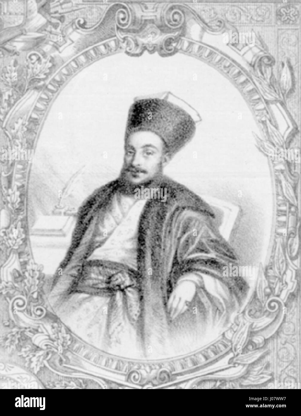 Alecu Văcărescu (1794–1868) è stato un poeta e traduttore rumeno, noto per i suoi contributi alla letteratura rumena. È riconosciuto per le sue opere che fondono temi tradizionali rumeni con influenze letterarie europee. Foto Stock