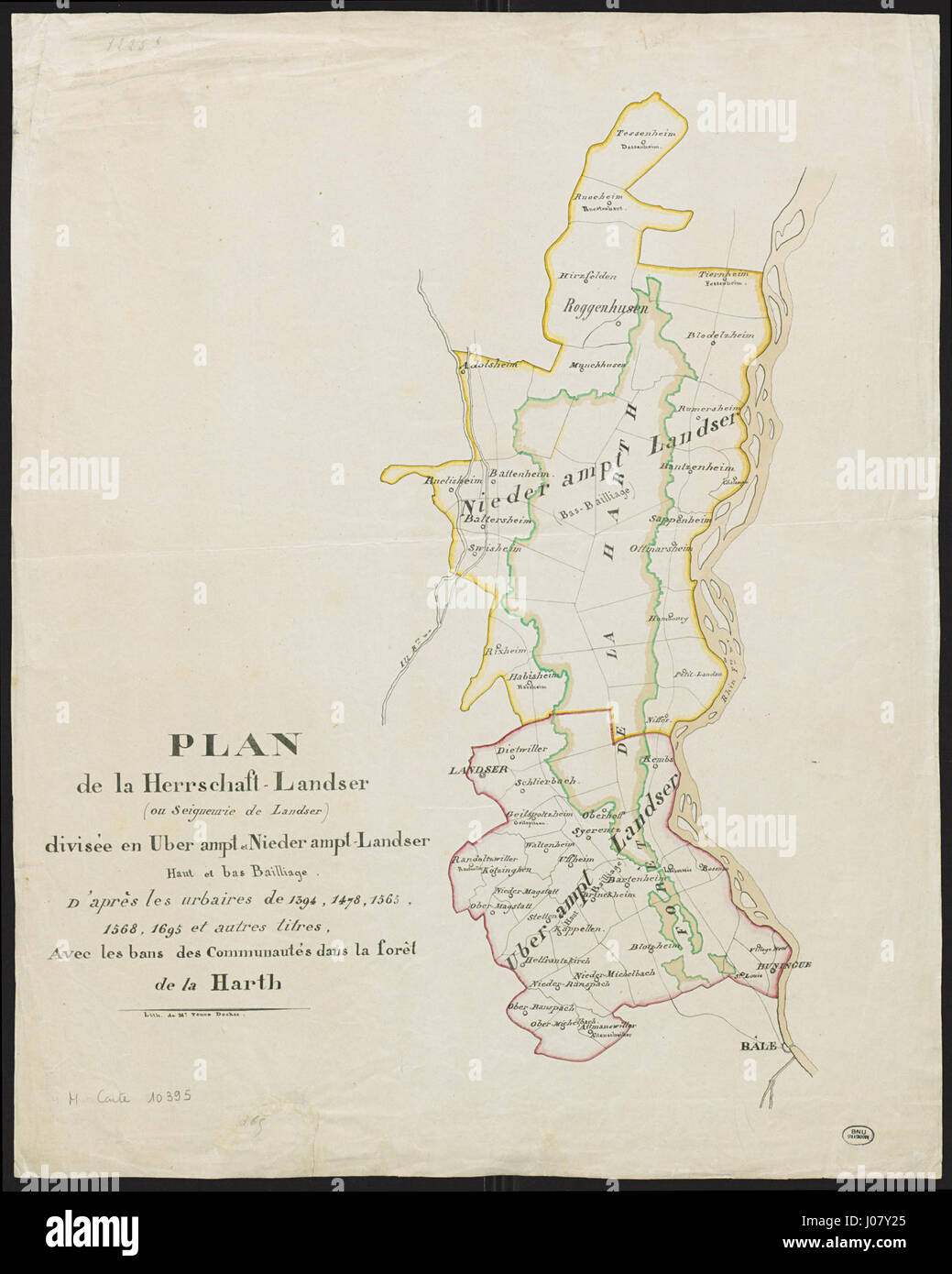 L'Herrschaft Landser nella regione dell'Alsazia riflette un contesto storico durante il periodo del Sacro Romano Impero. Il termine si riferisce al governo locale e al controllo territoriale dell'area da parte dei signori tedeschi, concentrandosi sui complessi sistemi feudali. Foto Stock