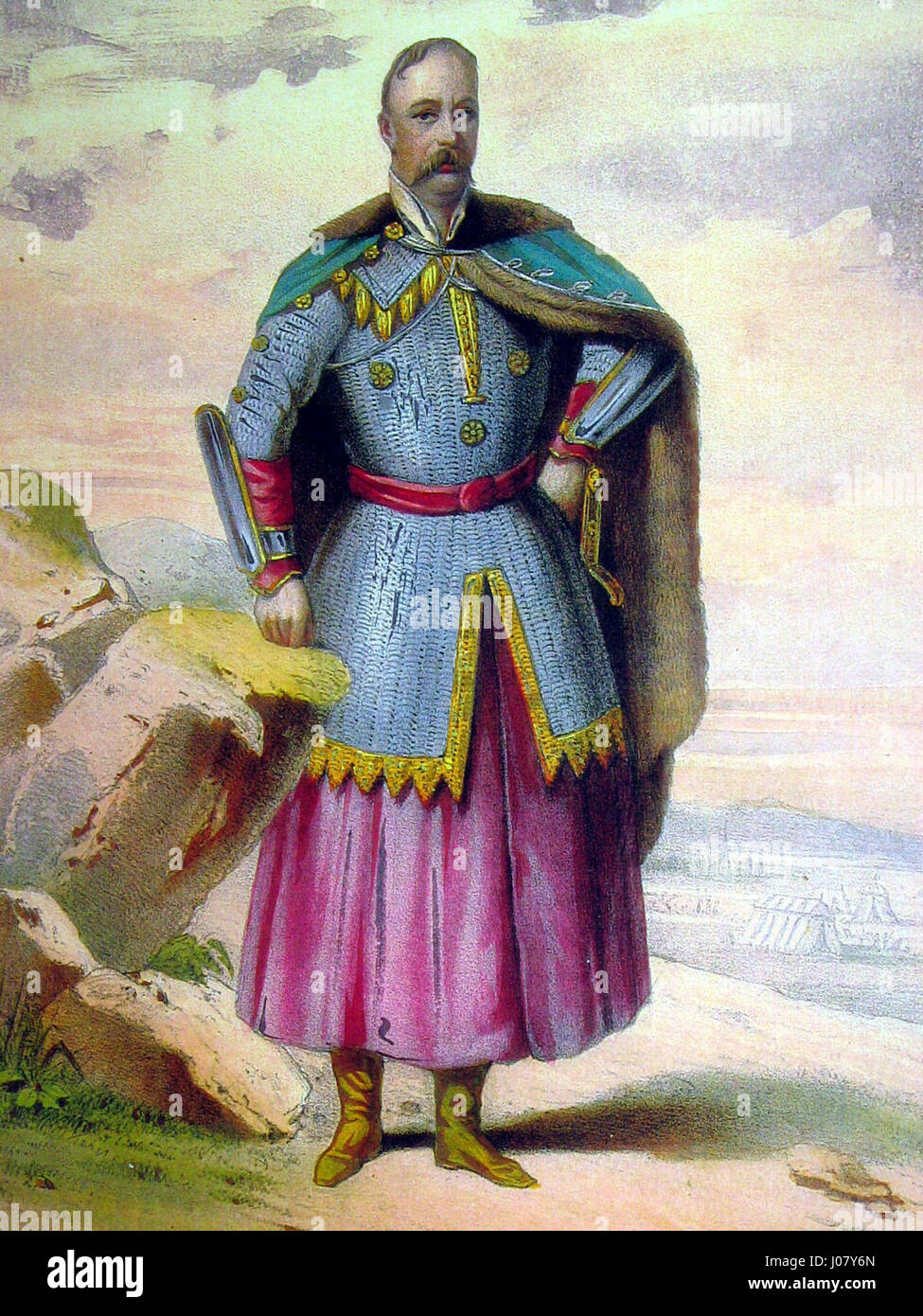 Una rappresentazione storica di Ryhor Aginski, incentrata sulla vita e la cultura della società russa del XIX secolo, che mostra un tradizionale gruppo di briganti nell'arte visiva. Foto Stock