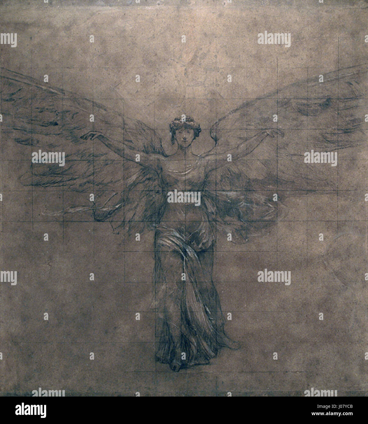 "A Arte" di Eliseu Visconti è stata progettata per il trasferimento al portavoce del Teatro Municipale di Rio de Janeiro. L'opera esemplifica la capacità dell'artista di integrare influenze classiche nei dettagli architettonici del teatro. Mette in evidenza la sua abilità nelle arti decorative, in particolare nel design degli spazi pubblici durante l'inizio del XX secolo. Foto Stock