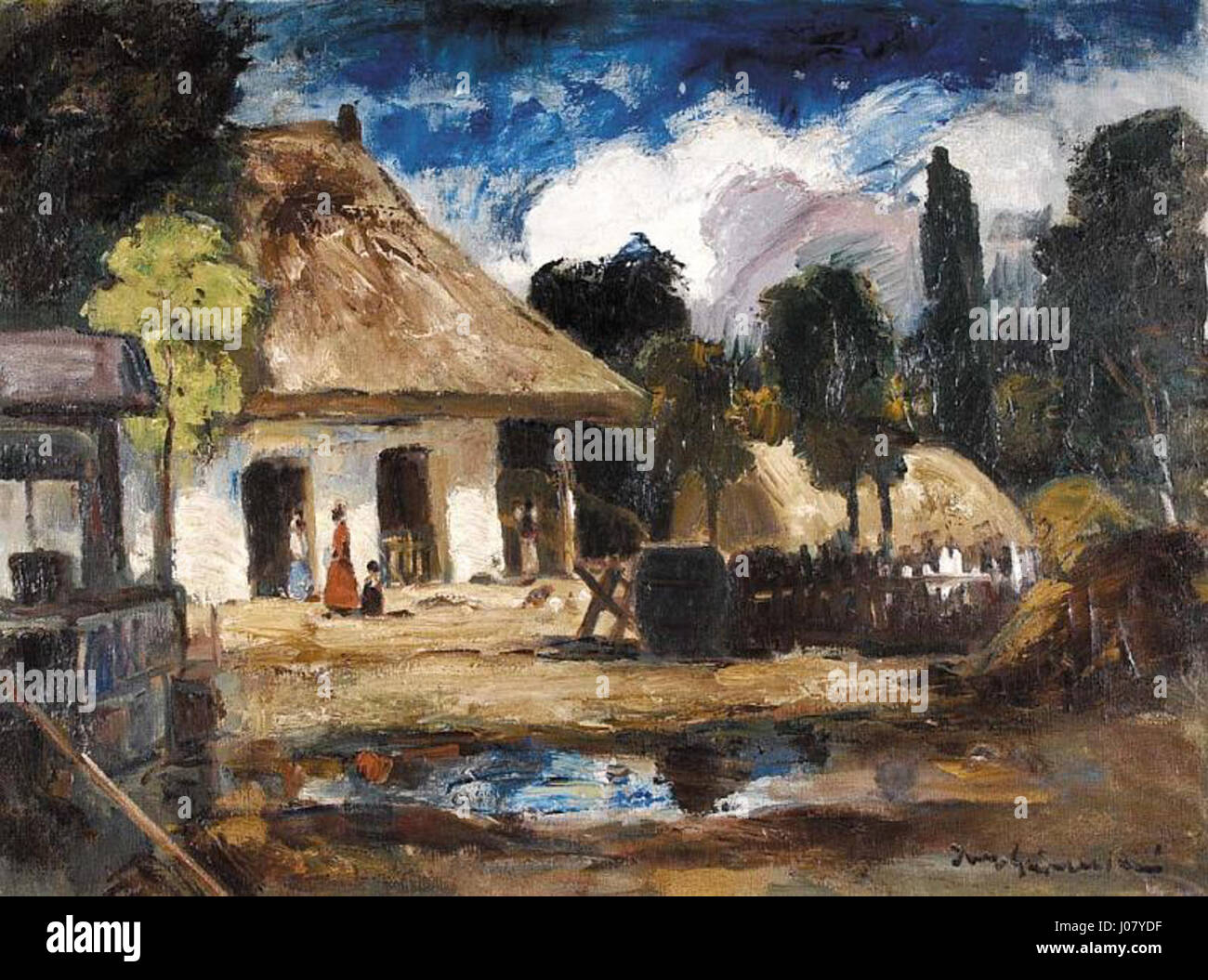 Il villaggio di Iványi si riferisce probabilmente a un paesaggio rurale o a un'opera d'arte che raffigura una scena cittadina, riflettendo la semplicità e il fascino della vita rurale, tipica delle tradizioni artistiche dell'Europa orientale. Foto Stock