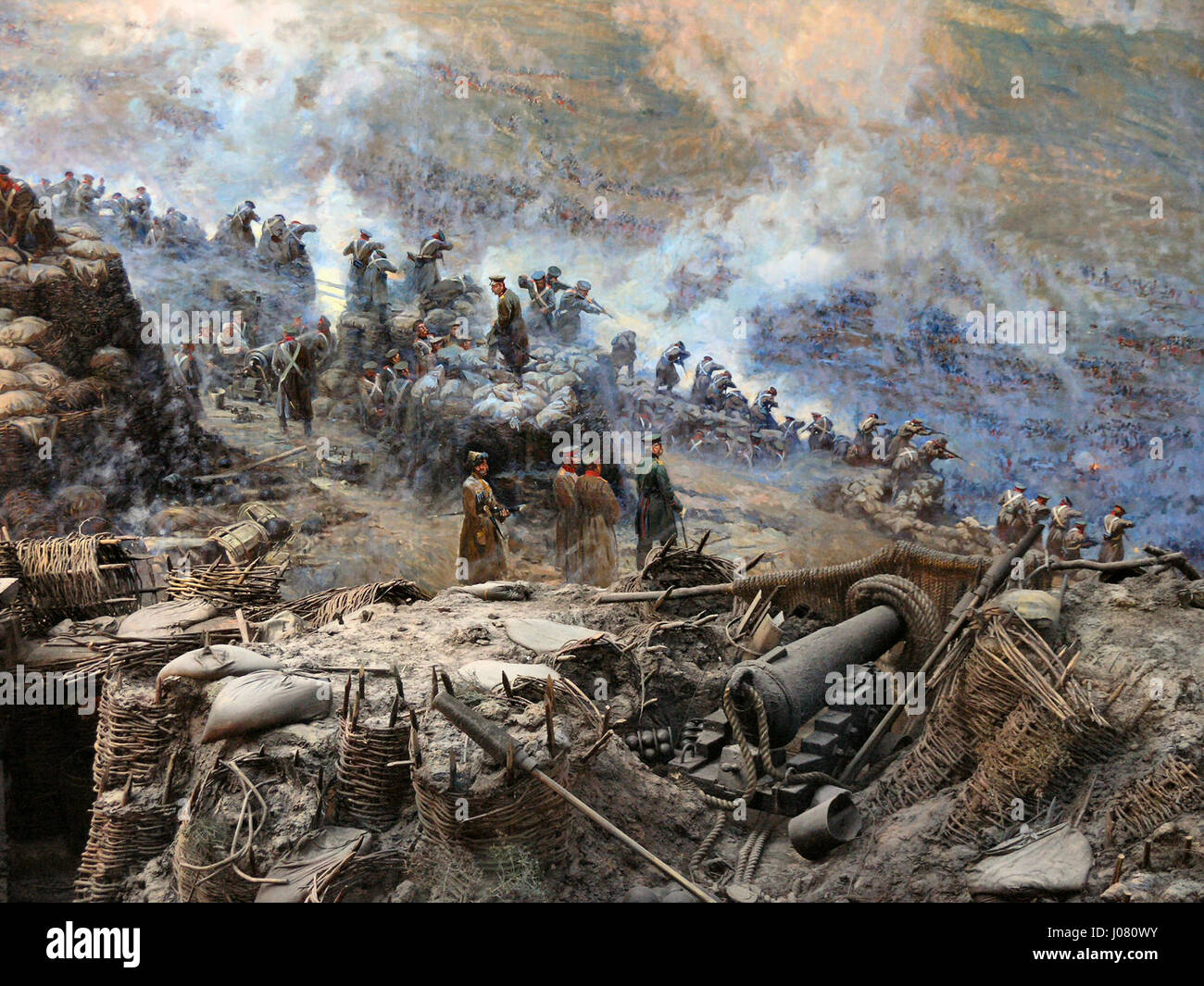 Il 'Sewastopol Rundgemälde 2' è un dipinto panoramico che raffigura l'assedio di Sebastopoli durante la guerra di Crimea. Il dipinto mostra l'importanza strategica della battaglia e la potenza militare delle forze russe e alleate coinvolte. Foto Stock