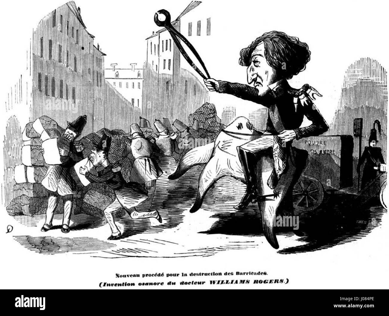 Il "Nouveau procédé pour la Destruction des Barricades" descrive un nuovo metodo di smantellamento delle barricate, probabilmente legato ad attività militari o rivoluzionarie, incentrato sulla guerra urbana o su sconvolgimenti politici. Foto Stock