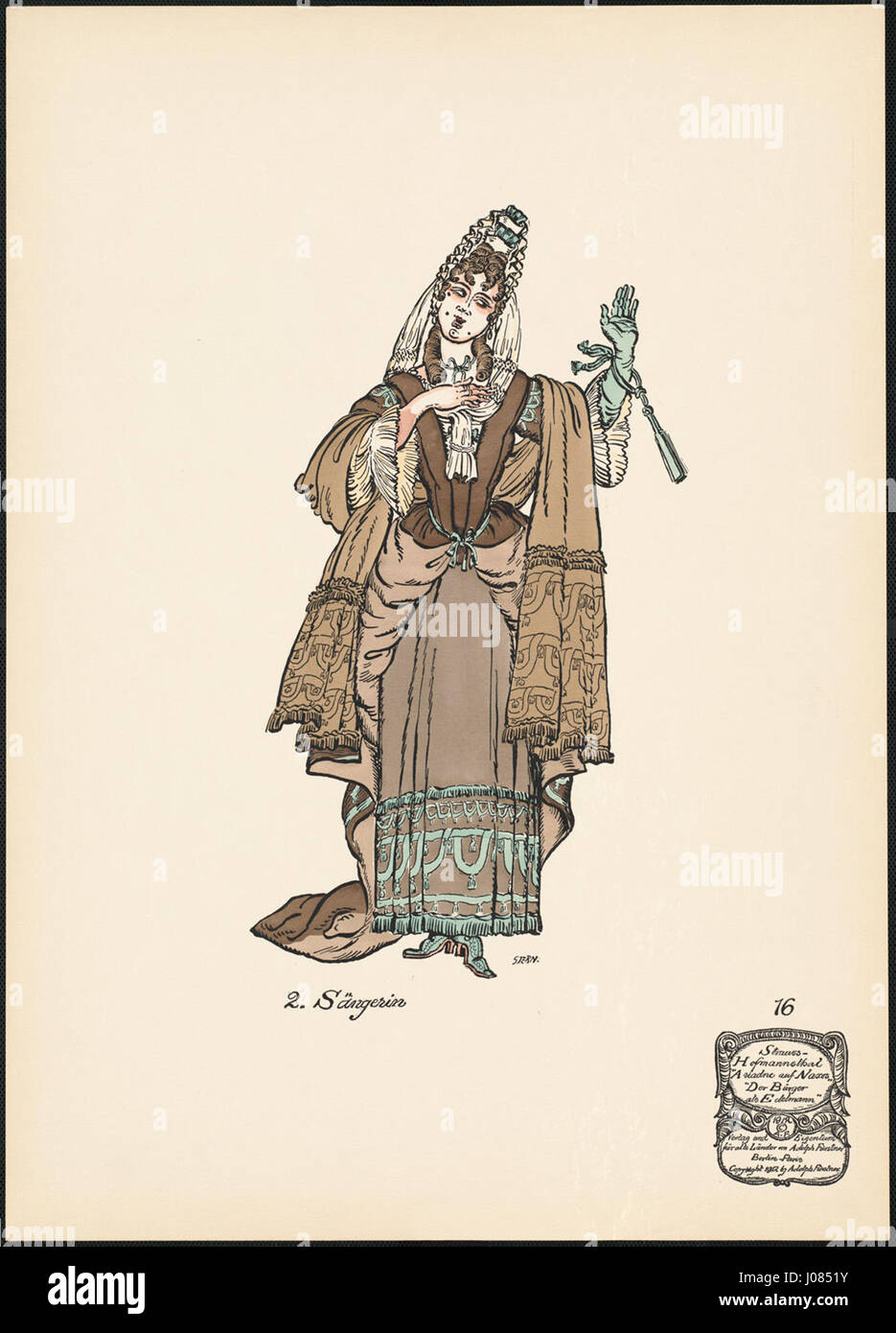 "Zweite Sängerin" di un artista sconosciuto, tenuto nella Boston Public Library, ritrae una drammatica figura femminile che simboleggia musica e performance. Foto Stock