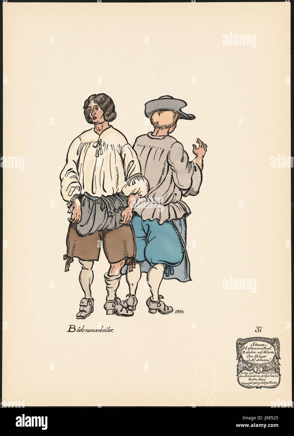 Questa opera d'arte intitolata "Bühnenarbeiter" (operaio di scena) è ospitata presso la Boston Public Library. Ritrae il lavoro dietro le produzioni teatrali, concentrandosi sul ruolo spesso trascurato delle palcosceniche nel portare in vita gli spettacoli. Foto Stock