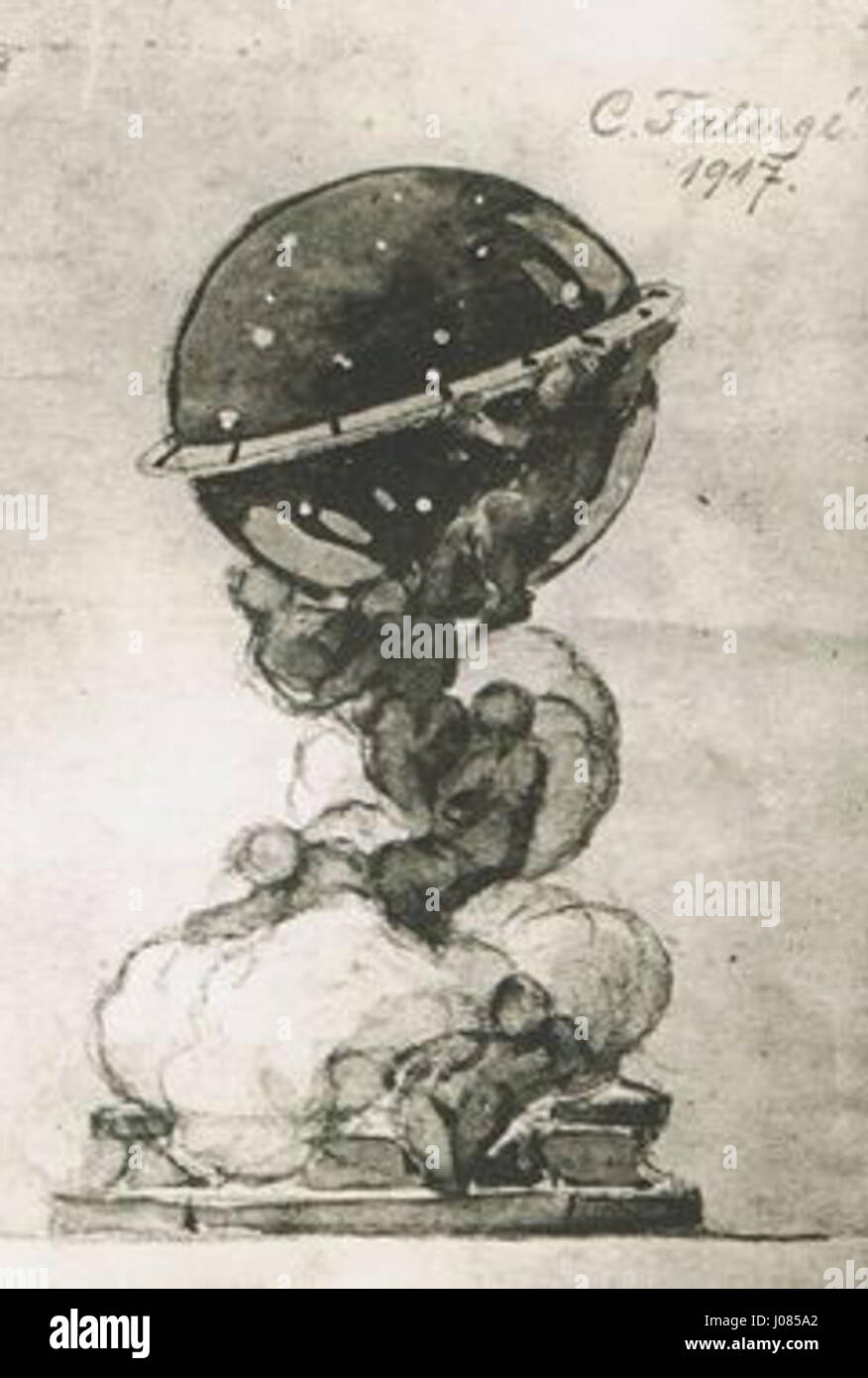 Lo schizzo originale dell'uovo Fabergé "Constellation" rivela l'intricato processo di progettazione dietro una delle famose uova imperiali. Il lavoro di Fabergé è rinomato per la sua cura artigianale dettagliata e il ricco simbolismo. Foto Stock