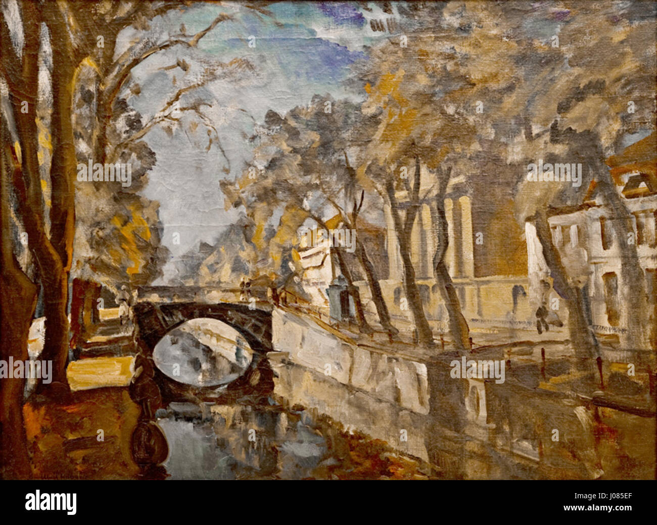 "Stadtkanal Potsdam" di Ulrich Hübner raffigura il canale della città di Potsdam, in Germania. L'opera si concentra sui riflessi dell'acqua e dell'architettura circostante, catturando l'essenza dell'atmosfera e del paesaggio urbano della città. Foto Stock