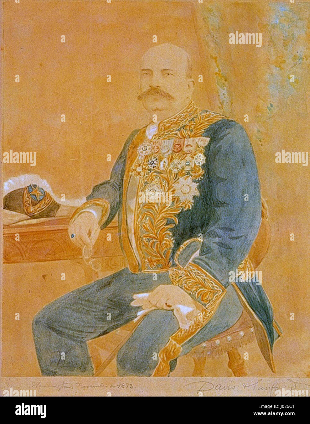 "Retrato do Barão do Rio Branco" è un ritratto del diplomatico brasiliano, barone di Rio Branco, dipinto da Davis Sanford, in onore della sua influenza nella politica estera brasiliana. Foto Stock