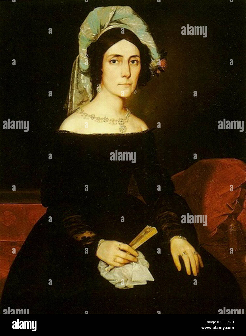 "Retrato de Ana de Jesus Moniz Viana" è un ritratto attribuito ad un anonimo artista, probabilmente portoghese. Il dipinto cattura l'eleganza e il comportamento di Ana de Jesus Moniz Viana, una figura di importanza storica e culturale. Foto Stock