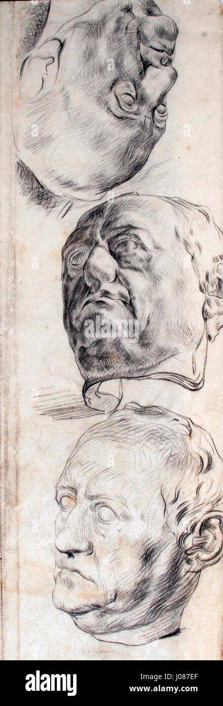 "Köpfe" in tedesco significa "teste", che si riferisce probabilmente a un'opera di ritrattistica o di studio figurativo incentrata sui volti umani. Il pezzo può esplorare l'espressione emotiva o la forma umana. Foto Stock