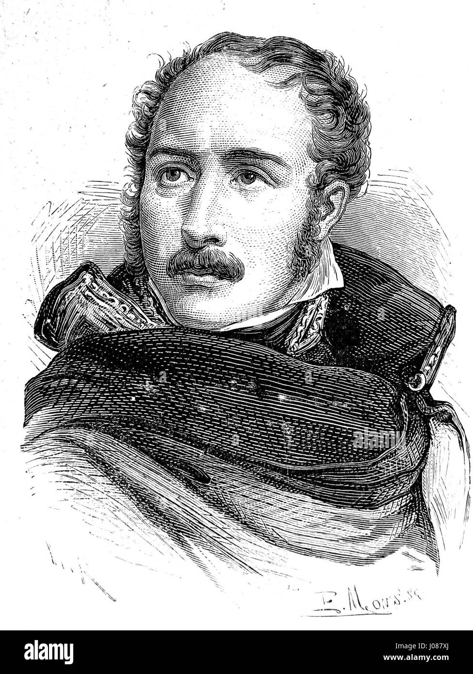 Questo ritratto di Eugenio di Beauharnais (1781-1824) rappresenta il nobile e capo militare francese. Il dipinto mette in evidenza la sua uniforme militare, simboleggiando il suo ruolo nelle guerre napoleoniche e il suo nobile patrimonio. Foto Stock