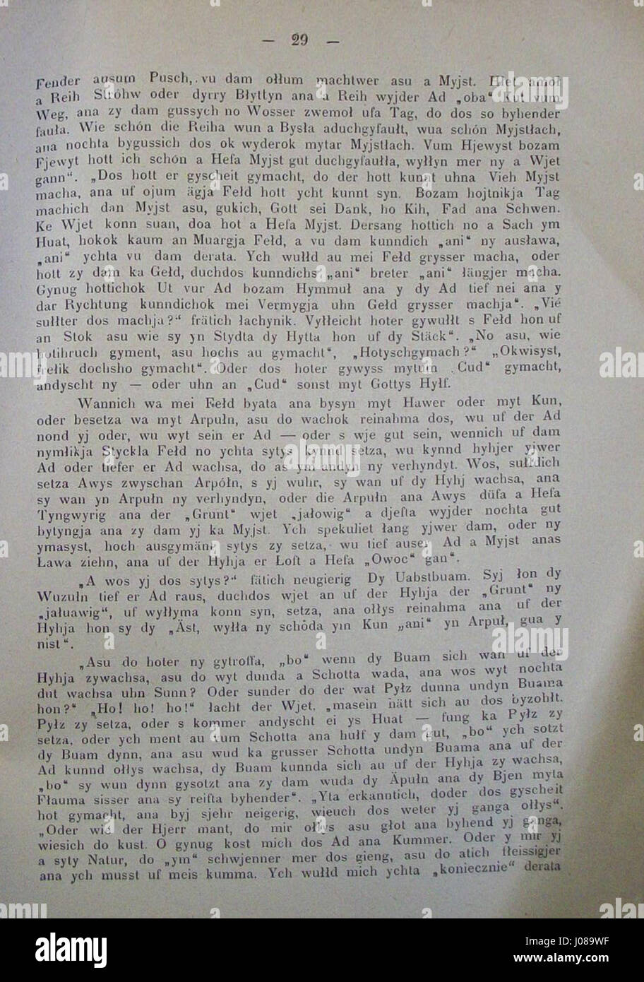 Il lavoro di Ludwik Mlynek su "Narzecze wilamowickie" esplora il dialetto Wilhelmsauer, una lingua quasi estinta parlata in alcune parti della Polonia. Mlynek documenta la sua struttura e il suo vocabolario, conservando un importante pezzo di patrimonio linguistico. Foto Stock