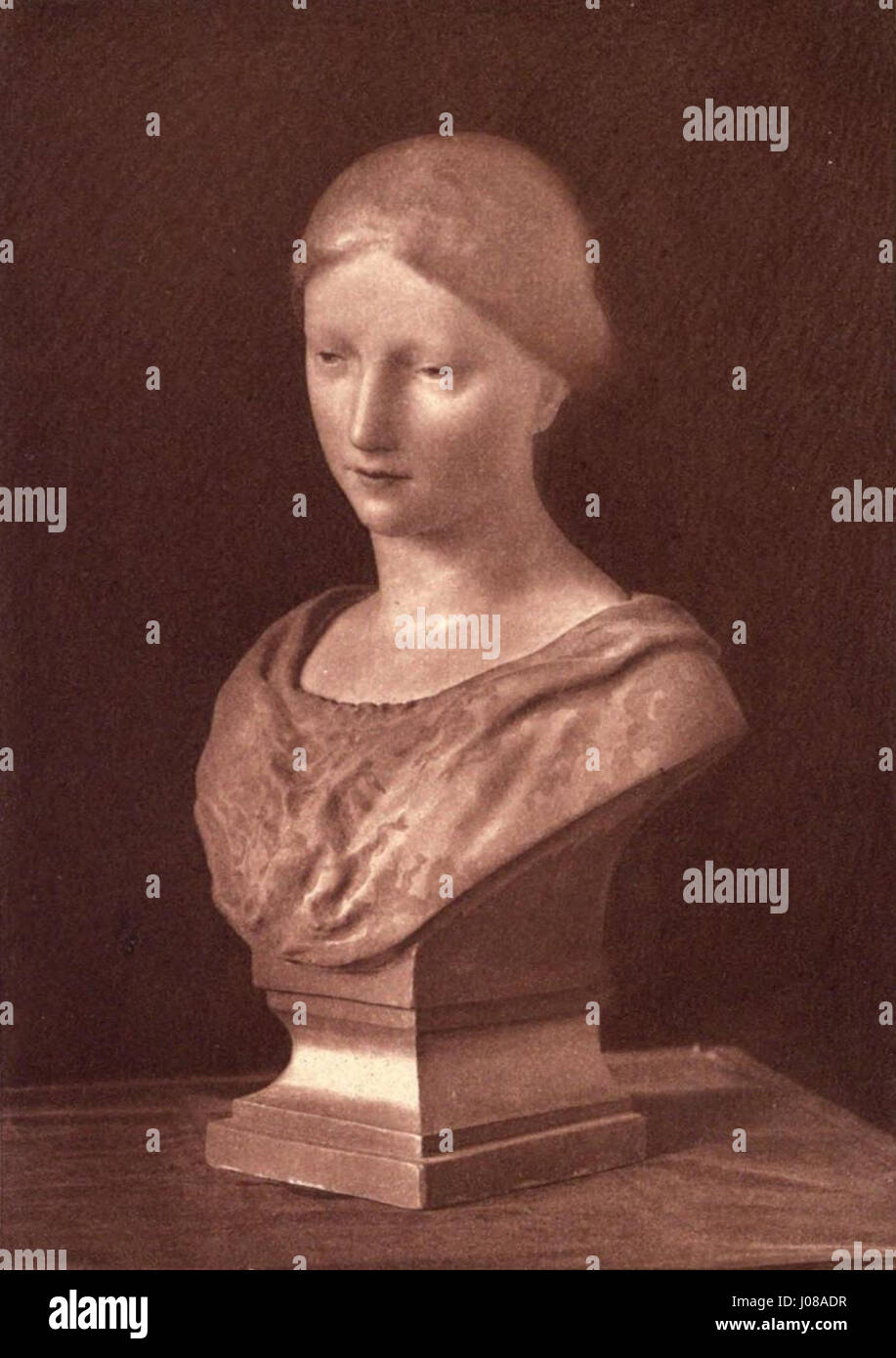 La "Tête de cire de Lille" del 1902 è una testa di cera, probabilmente un pezzo scultoreo che rappresenta una persona o un ideale. È un esempio dell'uso della cera come mezzo per la ritrattistica all'inizio del XX secolo, spesso visto in mostre o musei. Foto Stock