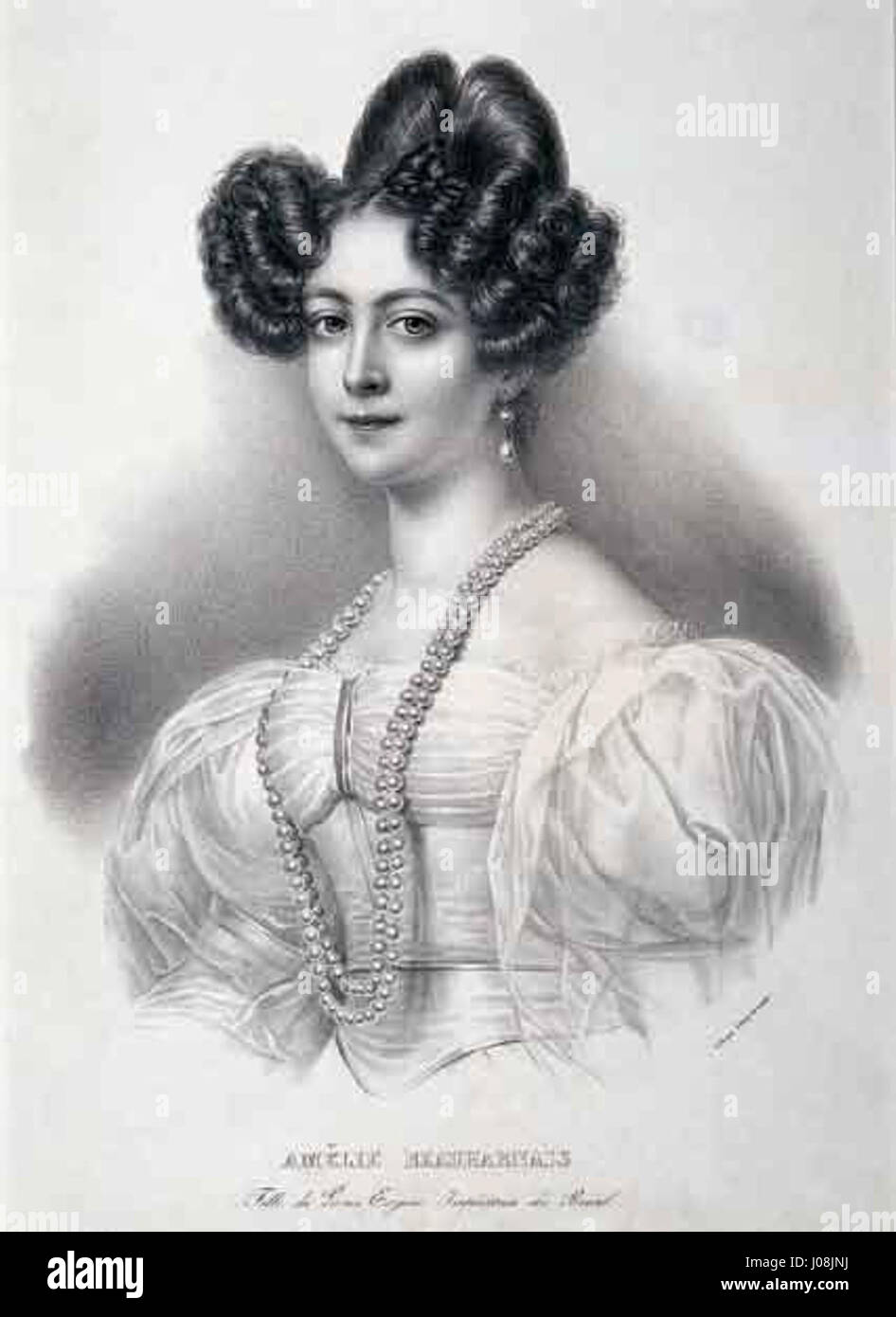 Autor não identificado (gravado por Jean-Baptiste Aubry-Lecomte) - Amélia de Beauharnais, 1829-31 Foto Stock