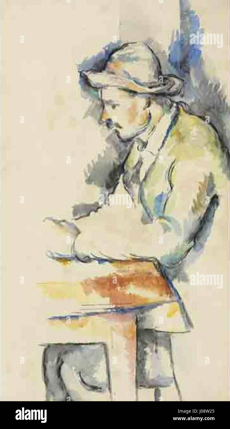 Paul Cézanne, Joueur des cartes (un lettore di carte), 1892-1896.  Acquerello su carta posata. Di Christie Foto stock - Alamy