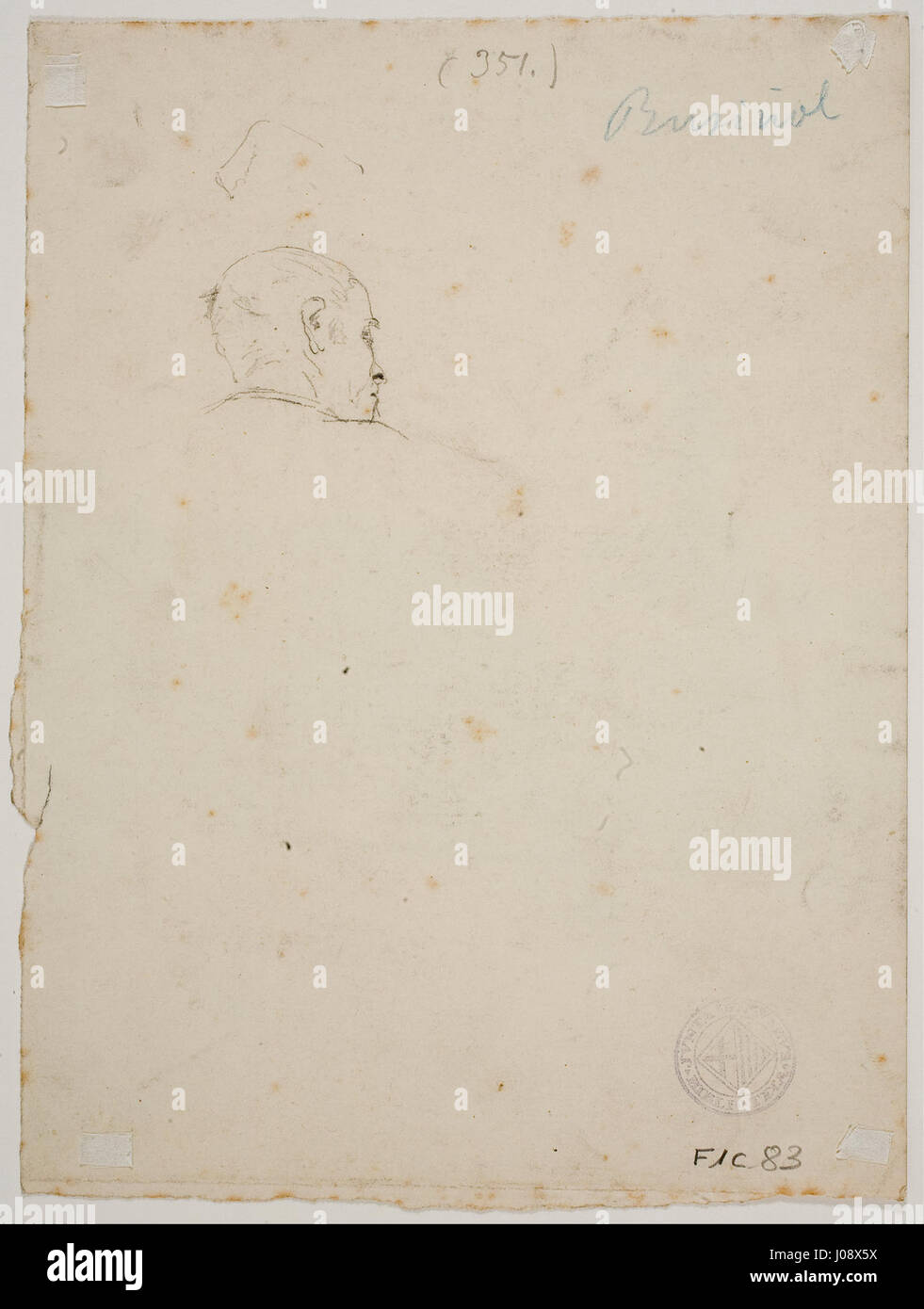 Lo «Studio di una testa maschile» di Santiago Rusiñol è uno studio di ritratto incentrato sulle caratteristiche di un uomo, con un'enfasi sull'espressione e sulla profondità psicologica. La tecnica di Rusiñol cattura dettagli intricati delle caratteristiche e delle emozioni del soggetto. Foto Stock