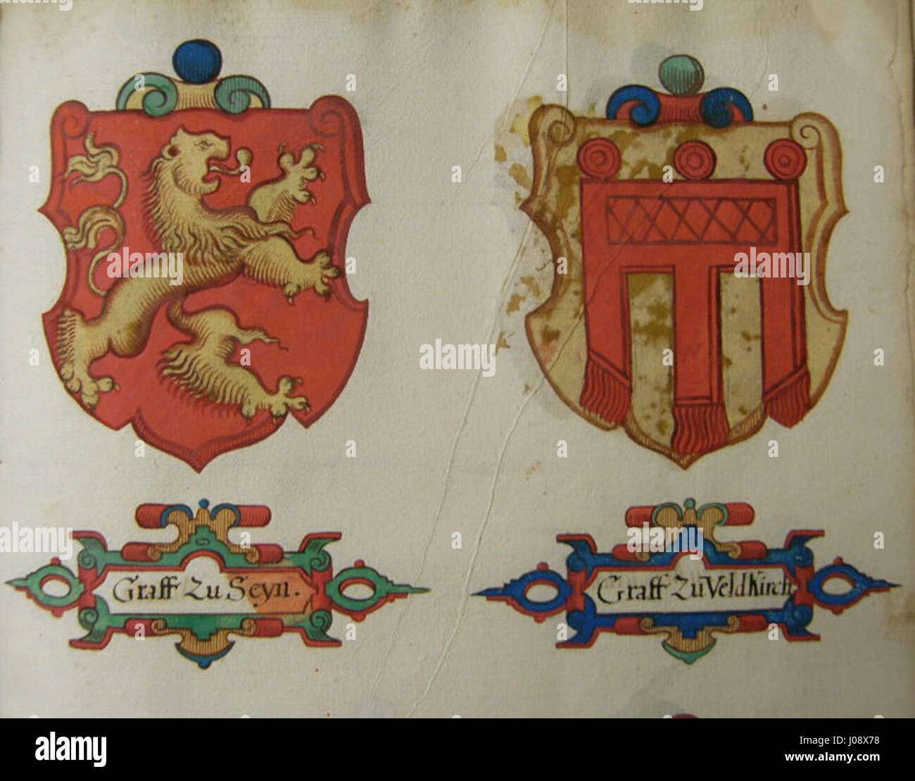 Il "Räxner Turnierbuch" del XVII secolo è un manoscritto che raffigura vari tornei tenuti durante il periodo. Questo manoscritto illustrato fornisce informazioni sulla sfrontatura e sulla cultura cavalleresca dell'epoca. Foto Stock