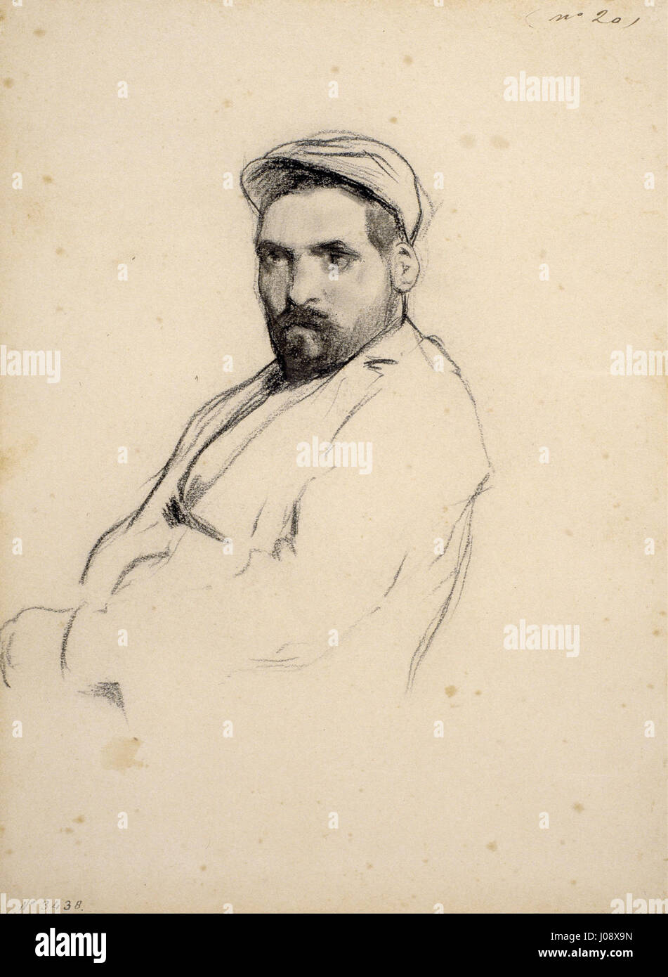 Il "Ritratto di un uomo" di Santiago Rusiñol è un'opera spagnola avvincente del XIX secolo. Il ritratto mostra la capacità di Rusiñol di catturare la personalità e la profondità emotiva del suo soggetto con una forte attenzione al realismo e all'espressione dettagliata. Foto Stock