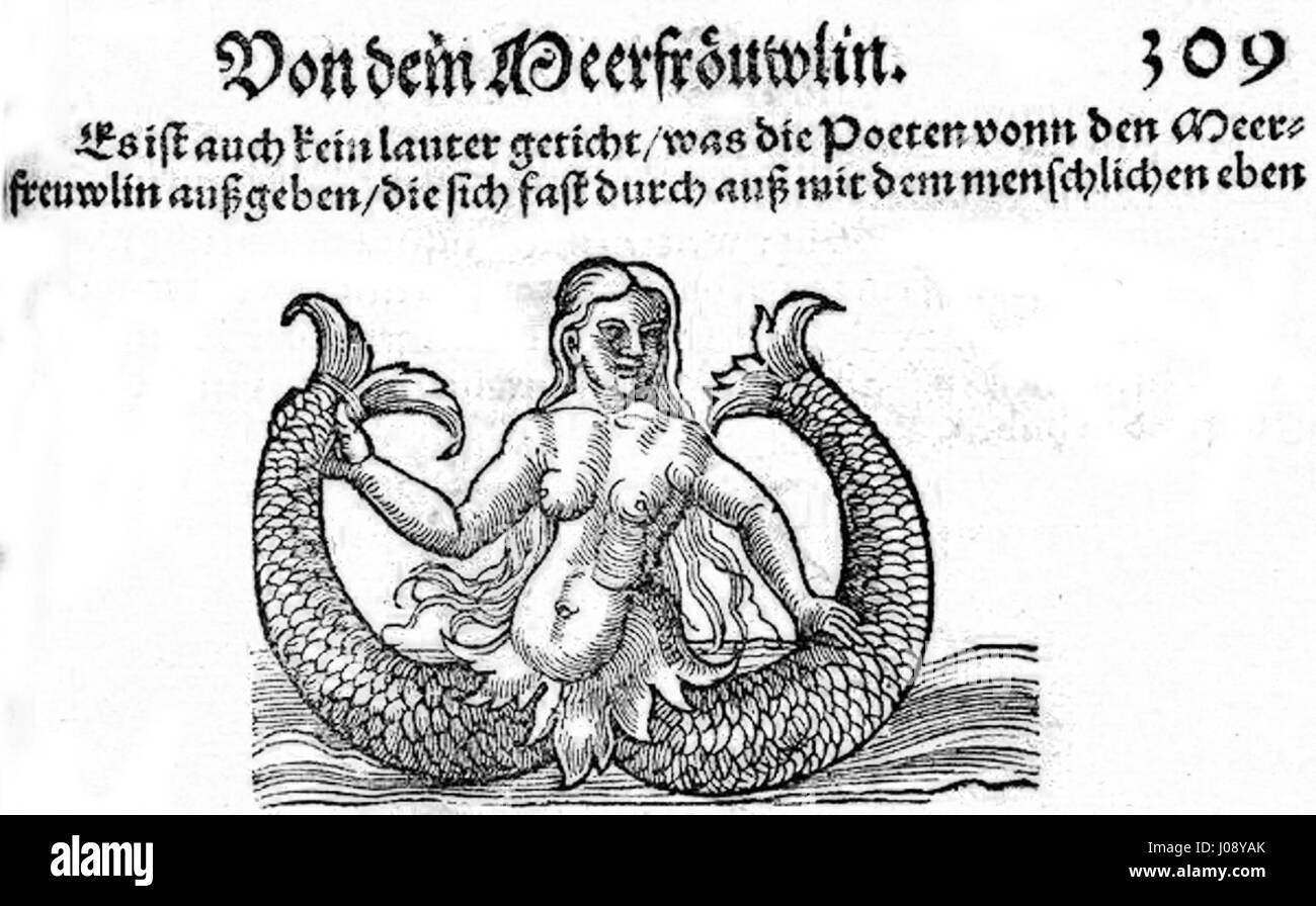 Questa opera d'arte, "Von dem Meerfräuwlin", raffigura una sirena mitica, simbolo di folklore e fantasia, spesso associata al mare e ai suoi misteri. Il dipinto incarna l'idea romanticizzata delle incantevoli creature del mare. Foto Stock