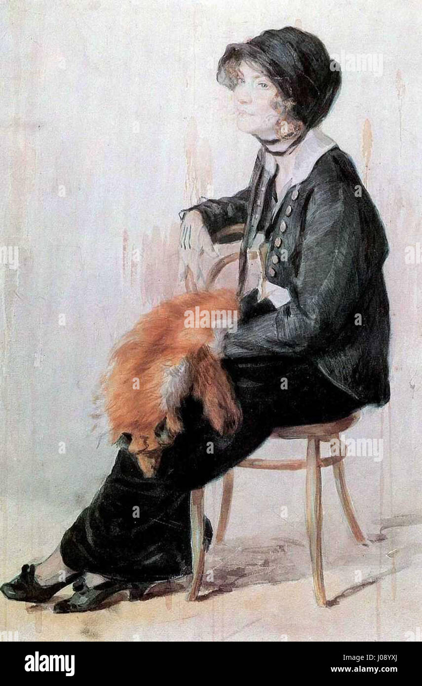 Il dipinto di Dmitry Prilutsky del 1916 raffigura gli anni turbolenti dell'inizio del XX secolo in Russia. Attraverso il suo stile distinto, l'opera d'arte cattura le emozioni del tempo, riflettendo il clima socio-politico e le lotte affrontate dal popolo russo. Foto Stock