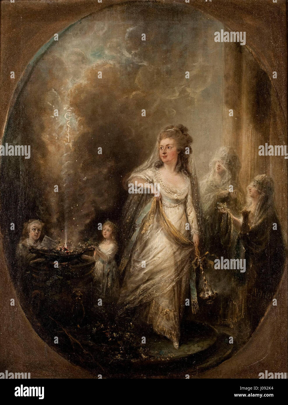 Il dipinto di Elias Martin «sacrificio di Ulla von Höpken ad Asclepio» ritrae una scena della mitologia classica, in cui Ulla von Höpken offre un sacrificio al dio greco della guarigione, Asclepio. Foto Stock