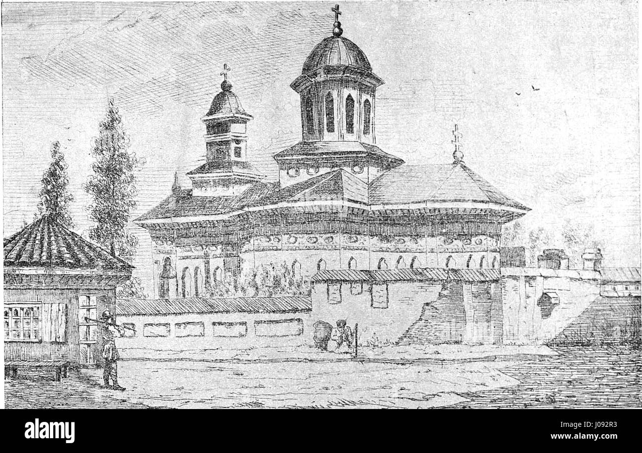 "Biserica Batiste" di Ecaterina Lungeanu è una rappresentazione di una chiesa ortodossa rumena, che cattura il significato architettonico e spirituale della struttura. Il dipinto mette in evidenza i dettagli della chiesa e il suo posto nella cultura rumena. Foto Stock