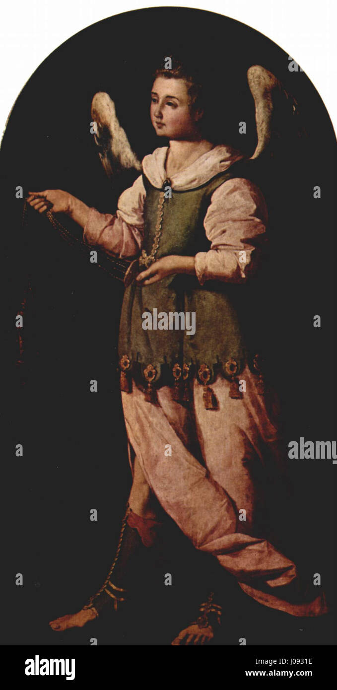 Un dipinto dell'artista barocco spagnolo Francisco de Zurbarán, noto per le sue composizioni religiose e l'uso del chiaroscuro. Le sue opere sottolineano la spiritualità e l'illuminazione drammatica. Foto Stock