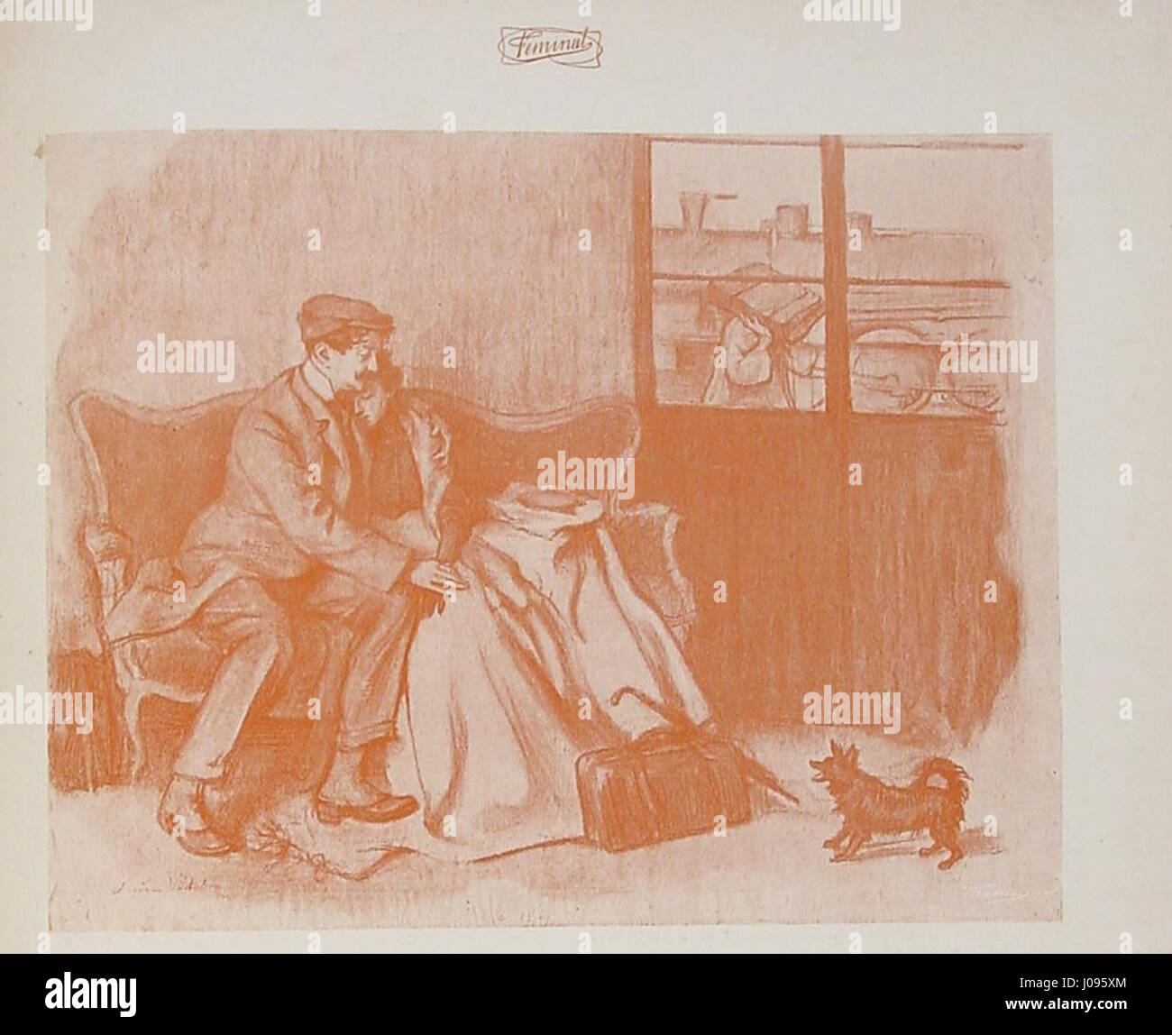 Un'illustrazione di Lluisa Vidal apparsa sulla rivista "Feminal", numero 4. Vidal, un'artista catalana, è nota per il suo approccio distintivo nel catturare l'essenza della bellezza e dell'eleganza femminile. Foto Stock