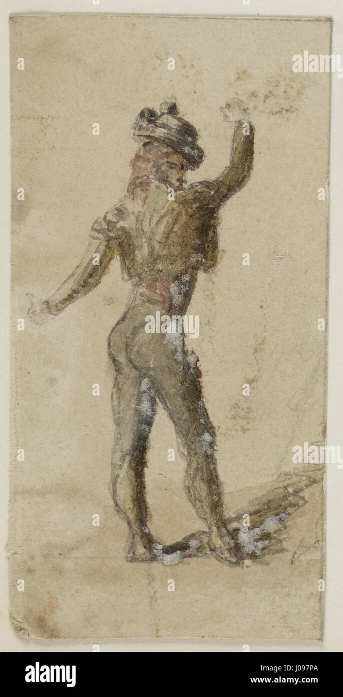 *Uno dei Deux ENSSSnacional* di Prosper Mérimée è un ritratto storico che mostra un uomo spagnolo, che riflette l'interesse di Mérimée per la cultura e le figure storiche spagnole. Il dipinto fa parte della collezione del Walters Art Museum, che raffigura uno studio dettagliato dei personaggi. Foto Stock